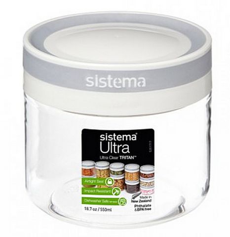 product image - Контейнер харчовий для зберігання Sistema ULTRA, об'єм 0,55 л, 9,2х10х10 см, прозорий