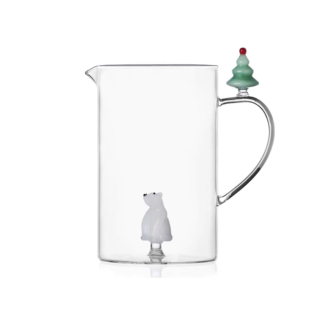product image - Кувшин «Белый медведь и елочка» Ichendorf WOODLAND TALES, объем 1,5 л, высота 18 см, прозрачный