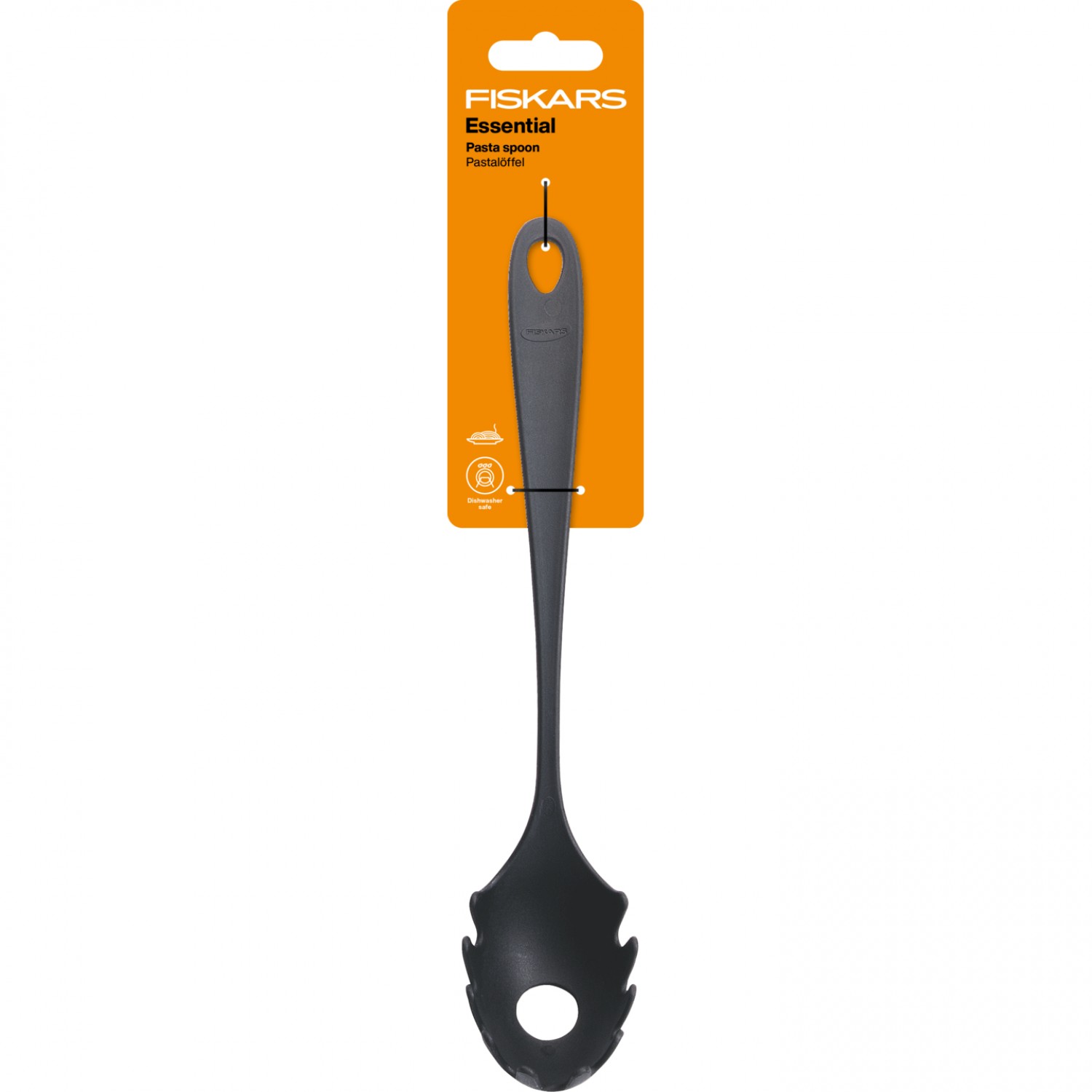 Ложка для спагетті Fiskars Essential, довжина 38 см, чорний