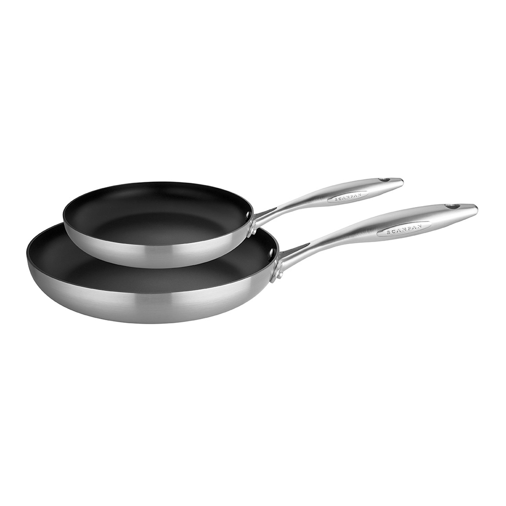 product image - Набір сковорідок Scanpan CS+, діаметр 20 і 28 см, сріблястий матовий.