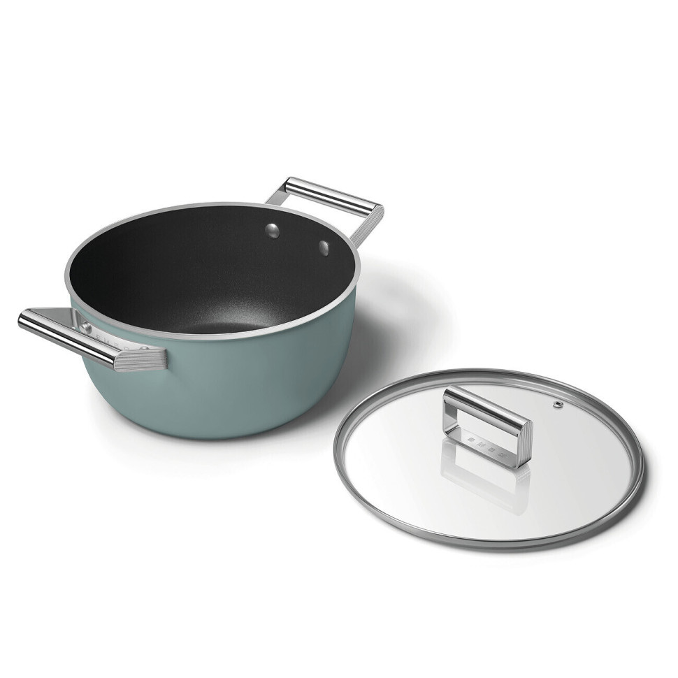 Каструля з кришкою Smeg Smeg 50 Style, об'єм 5,4 л, діаметр 24 см, смарагдово-зелений