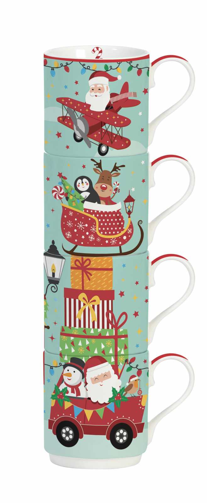 product image - Набор кружек фарфоровых Easy Life CHRISTMAS FRIENDS, объем 0,275 л, 4 предмета