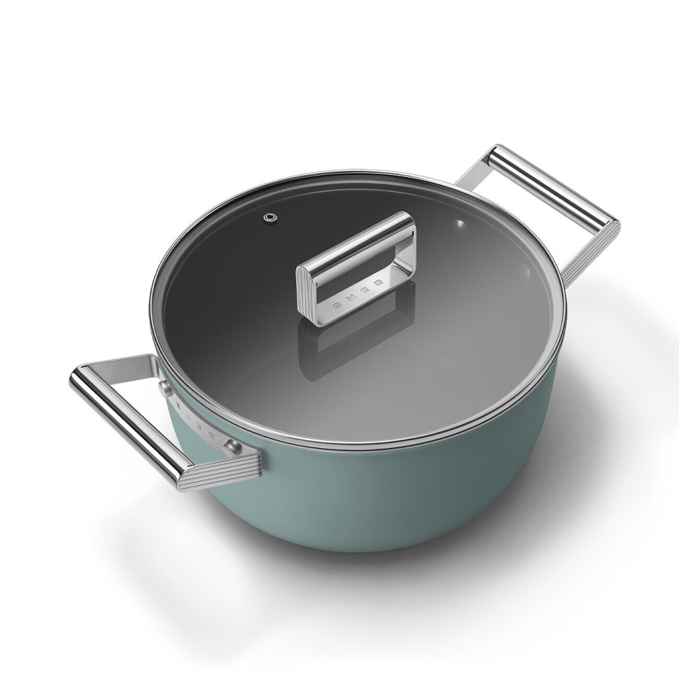 Каструля з кришкою Smeg Smeg 50 Style, об'єм 5,4 л, діаметр 24 см, смарагдово-зелений