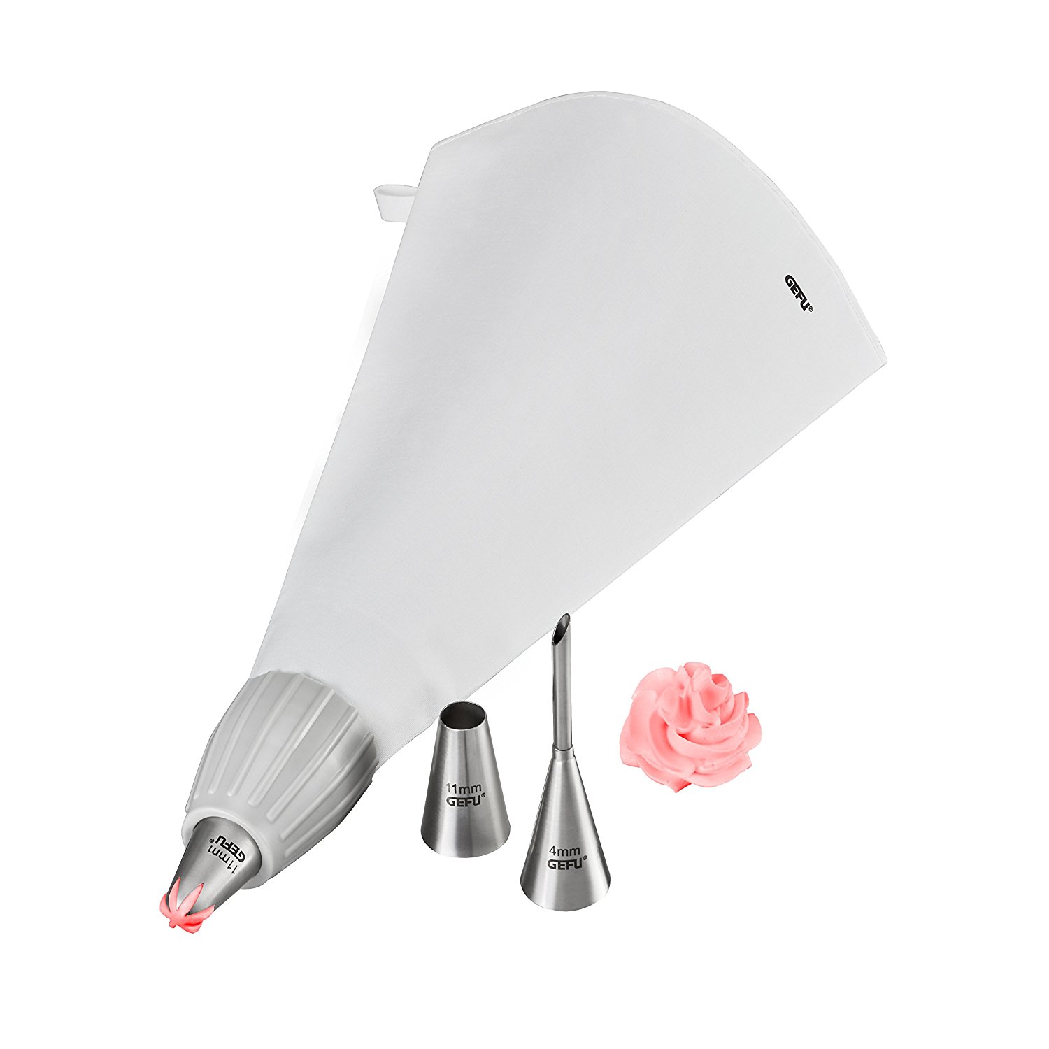 product image - Мешок кондитерский с 3 насадками GEFU Kitchen Aids, белый, 4 предмета