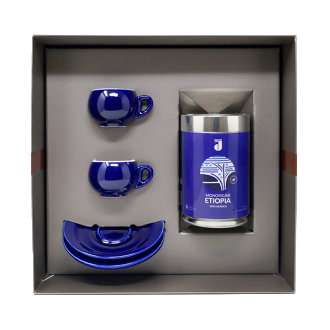 product image - Набір з кави в зернах, 2 чашки і 2 блюдця Danesi, 5 предметів, синій