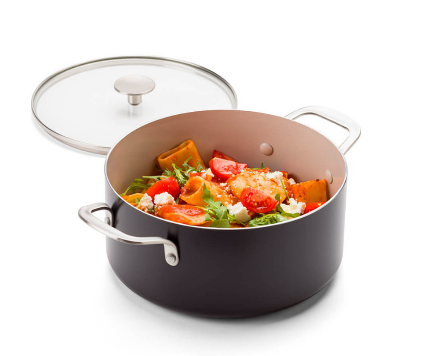 Каструля з кришкою антипригарна KitchenAid Aluminium Ceramic, об'єм 4,9 л, діаметр 24 см, чорний