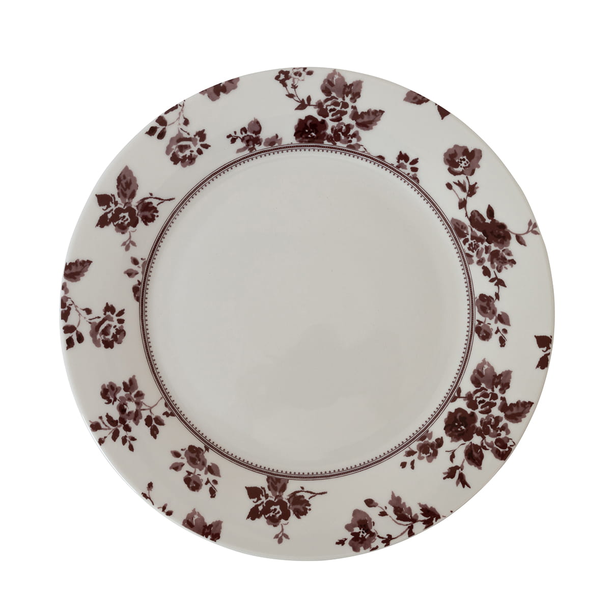 product image - Тарілка порцелянова Laura Ashley DAMSON ROSE COLLECTABLES, діаметр 26 см, білий з бордовими трояндами