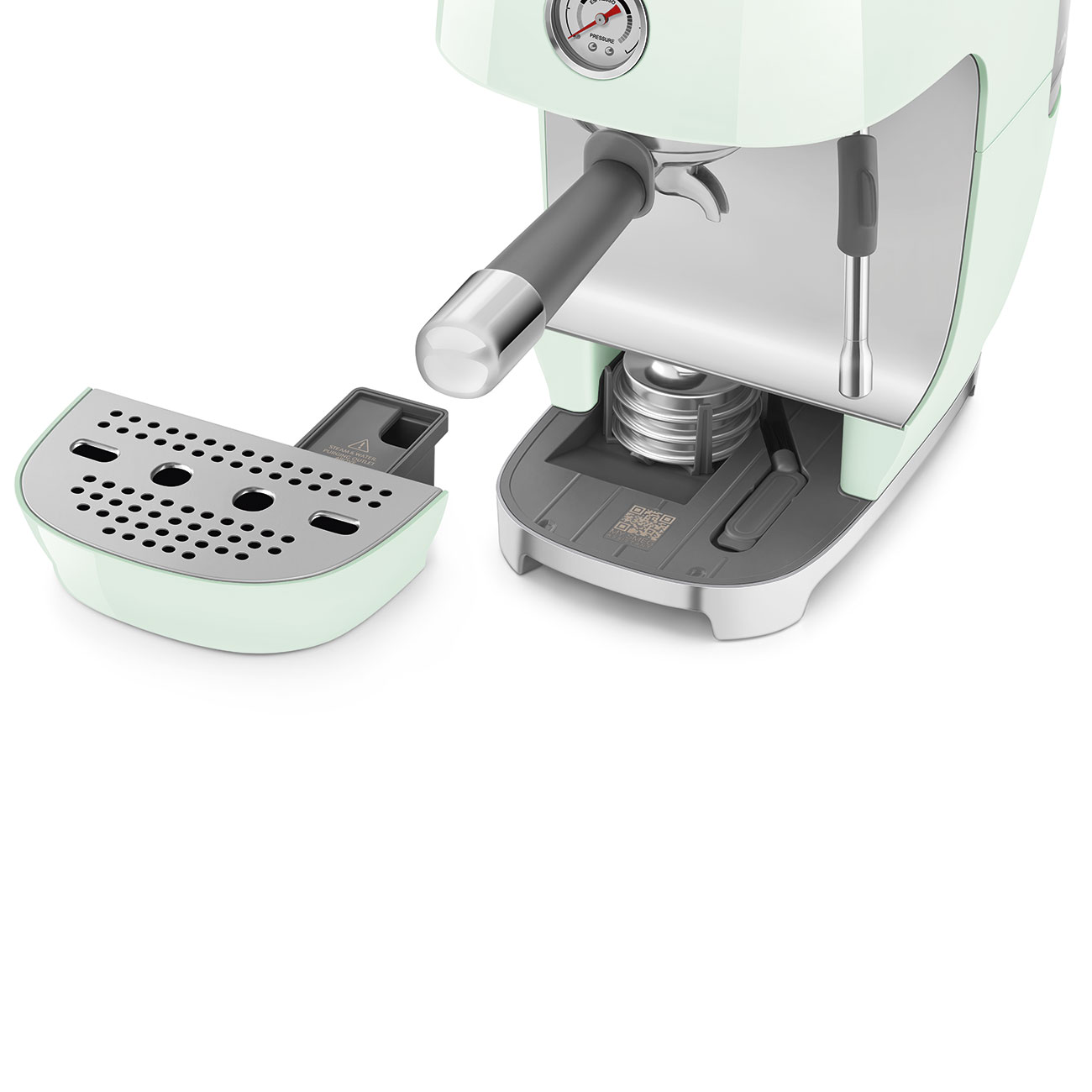 Кавоварка еспресо Smeg 50 Style, 36,4x20,5x29,5 см, пастельно-зелений
