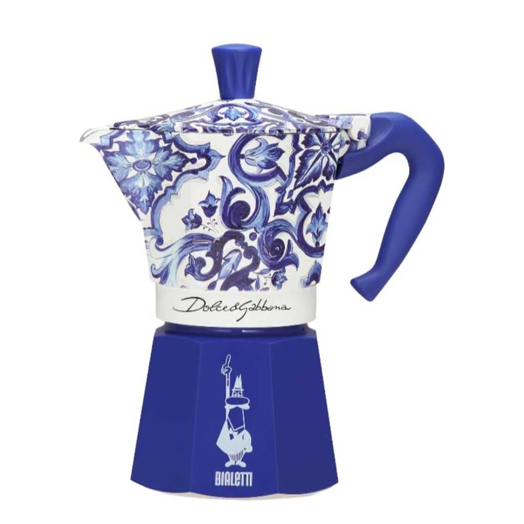 product image - Кофеварка гейзерная Bialetti D&G BLU MEDITERRANEO, на 6 чашек, синий с рисунком