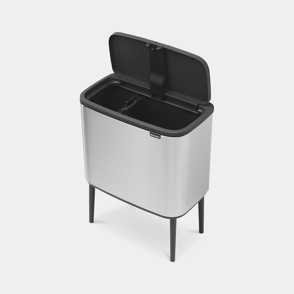 Бак для сміття з 2 відрами (об'єм 11 і 23 л) Brabantia Touch Bin Bo, сріблястий