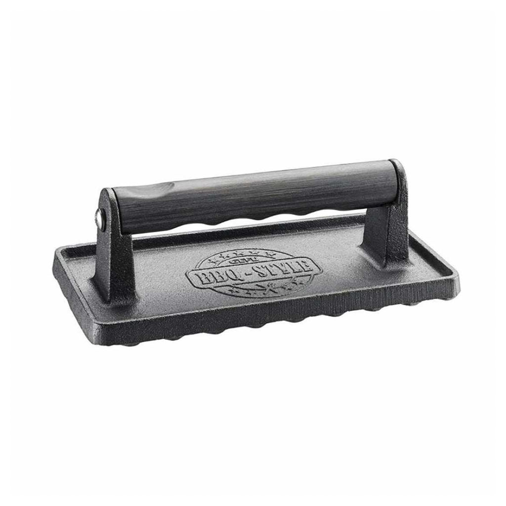 product image - Прес для гриля з дерев'яною ручкою GEFU BBQ, 20х10х6,3 см, чавун, чорний