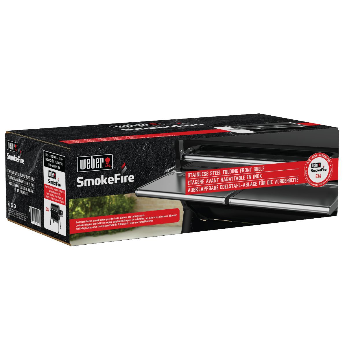 Столик передний складной для гриля Weber Smoke Fire, 98,8х26,2х6,4 см, серый
