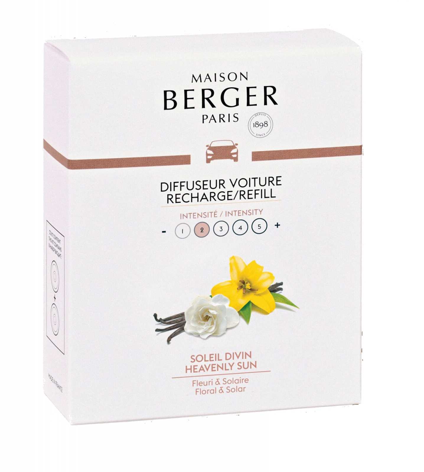 product image - Запасний картридж для дифузора в машину Maison Berger Soleil Divin - Resonance з ароматом сонячна магнолія, 2 штуки