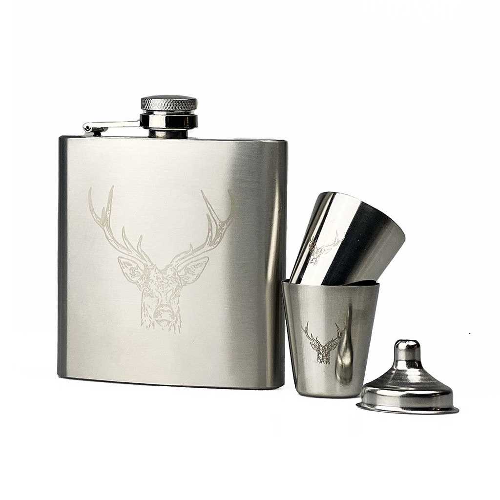 product image - Набор фляга 0,18 л и 2 стопки Just Slate STAG, 4 предмета