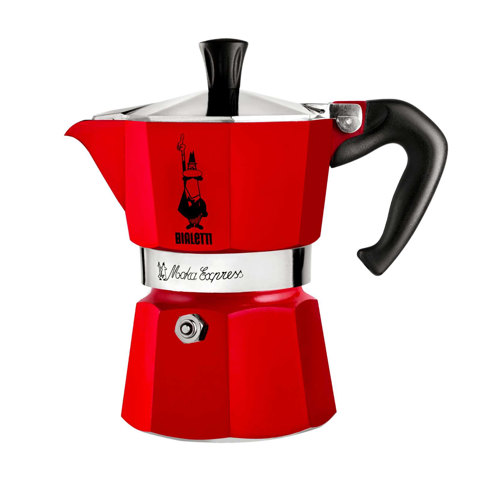 product image - Кавоварка гейзерна Bialetti Moka Express, на 3 чашки, червоний