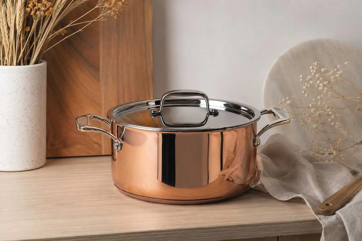 Каструля з кришкою Spring Culinox, об'єм 2,7 л, діаметр 20 см, мідний