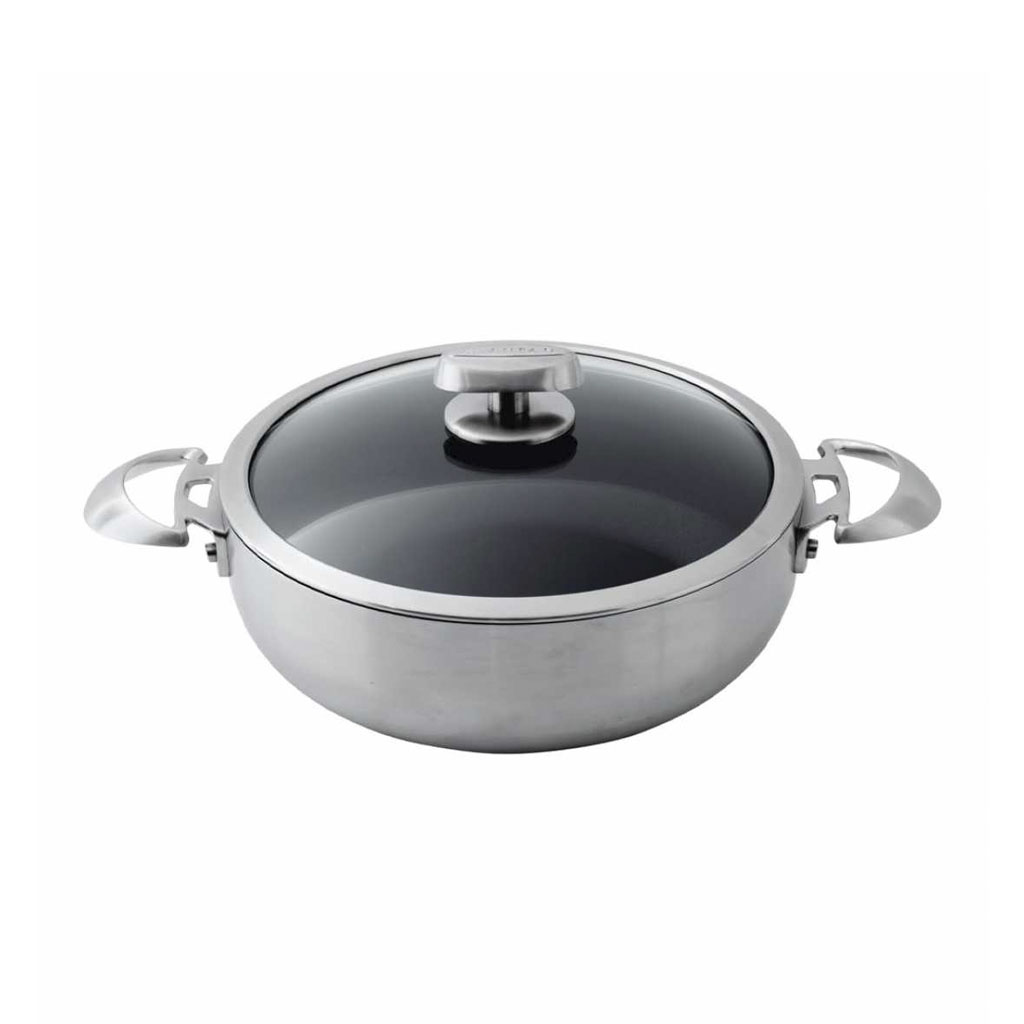 product image - Сотейник із кришкою Scanpan CS+, діаметр 26 см, об'єм 3,7 л, сріблястий матовий з чорним