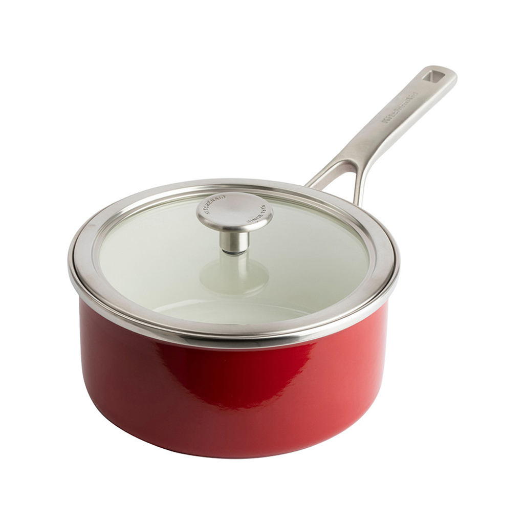product image - Ківш з кришкою KitchenAid Steel Core, об'єм 1,3 л, діаметр 16 см, червоний