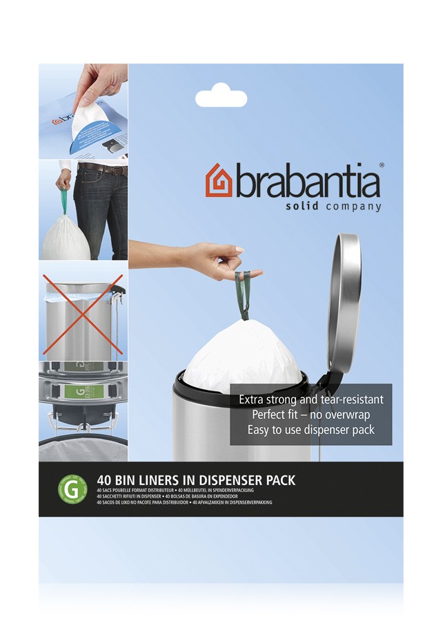 product image - Набір сміттєвих пакетів Brabantia (23/30 л), "G", 40 шт.