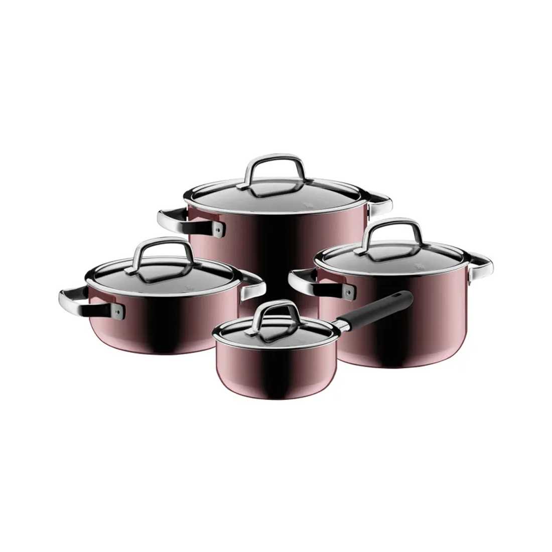 product image - Набор кухонной посуды WMF Fusiontec Mineral: 3 кастрюли (2,4 л, 3,7 л, 6,4 л) и сотейник (1,3 л) с крышками, 8 предметов