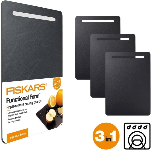 Набір змінних обробних дошок Fiskars Functional Form, 44х27 см, чорний, 3 шт