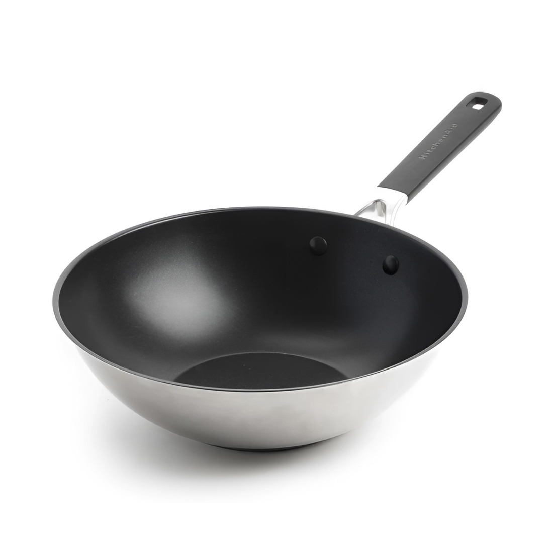 product image - Вок с антипригарным покрытием KitchenAid CSS, диаметр 28 см, серебристый с черным