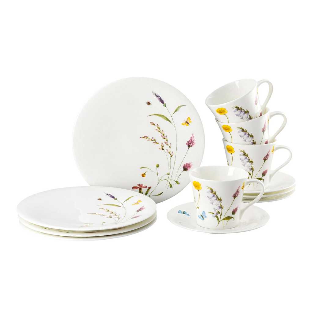 product image - Набор посуды столовой Hutschenreuther NORA, белый с рисунком, 12 предметов