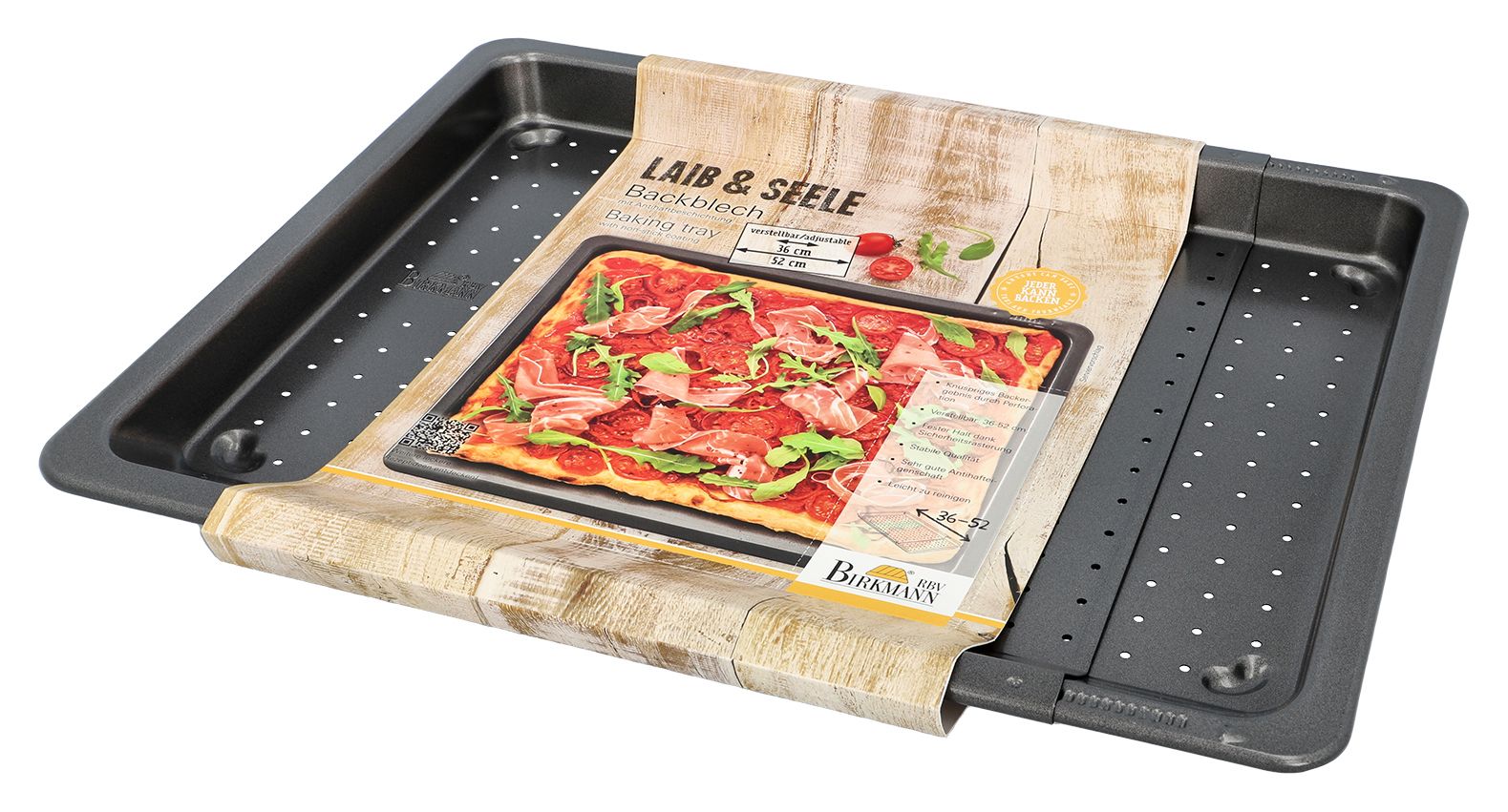 product image - Противень перфорированный регулируемый Birkmann LOAF&SOUL, 36-52x33х3 см, черный