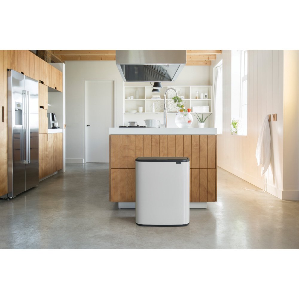 Бак для сміття двосекційний Brabantia Bo Touch Bin 2х30 л, білий