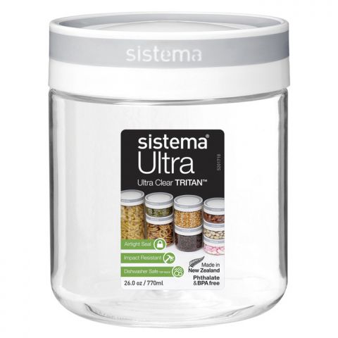 product image - Контейнер харчовий для зберігання Sistema ULTRA, об'єм 0,77 л, 12,1х10х10 см, прозорий