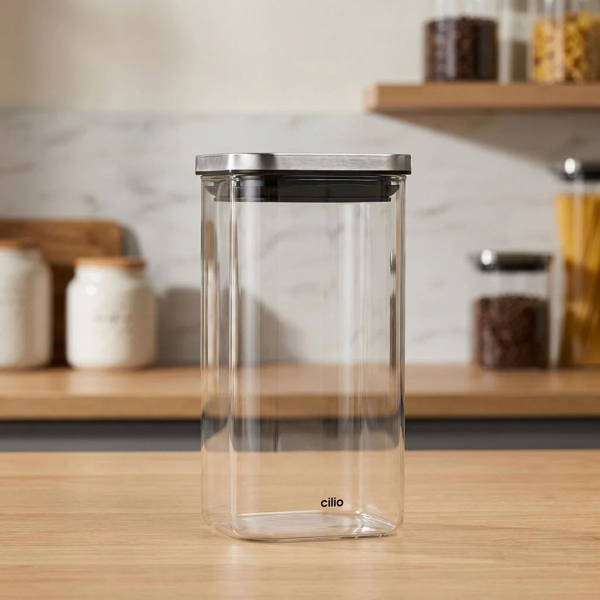 Емкость для хранения сыпучих продуктов Cilio Cubo, объем 1,35 л, прозрачный