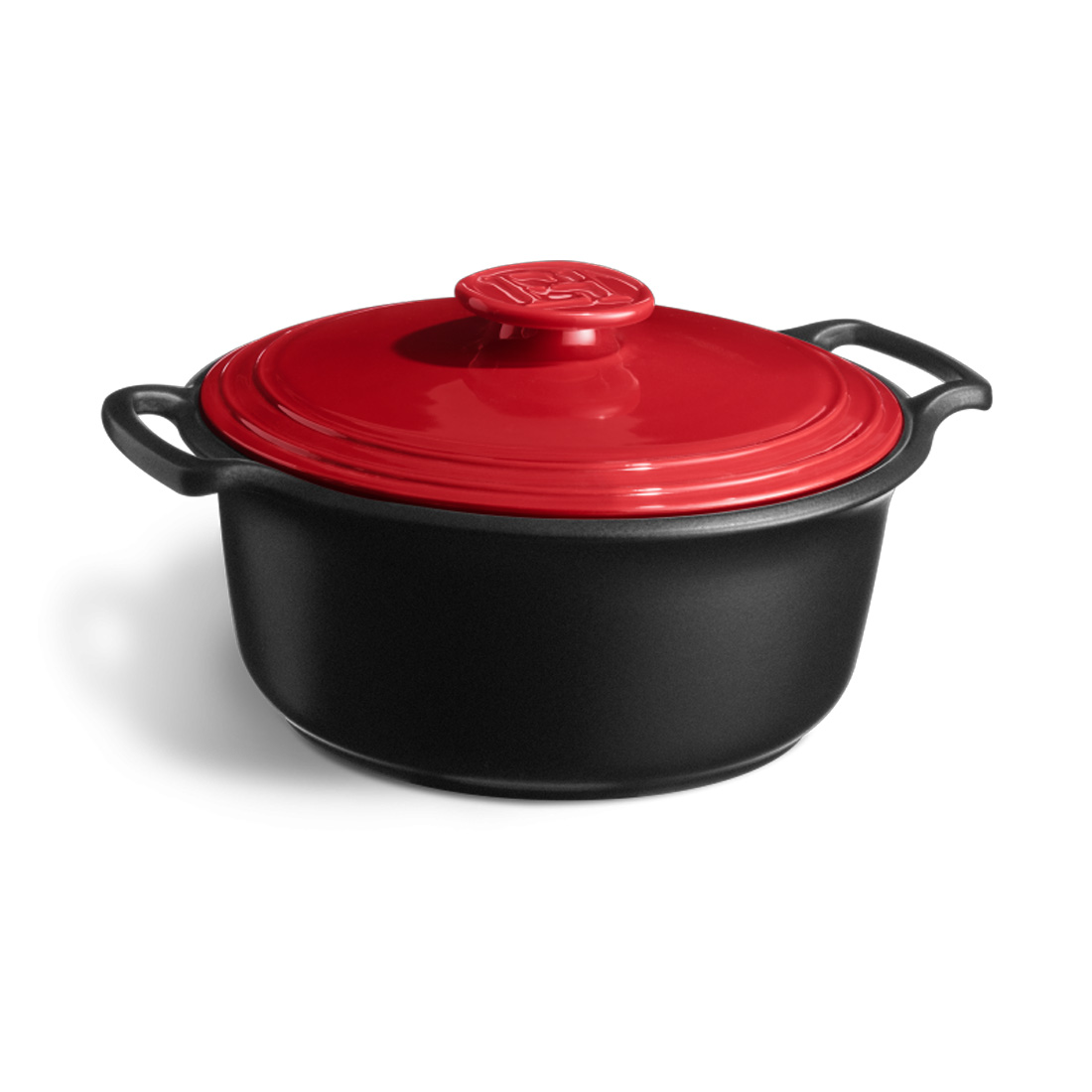 product image - Кастрюля с крышкой Emile Henry Sublime+, объем 5,5 л, красно-черный