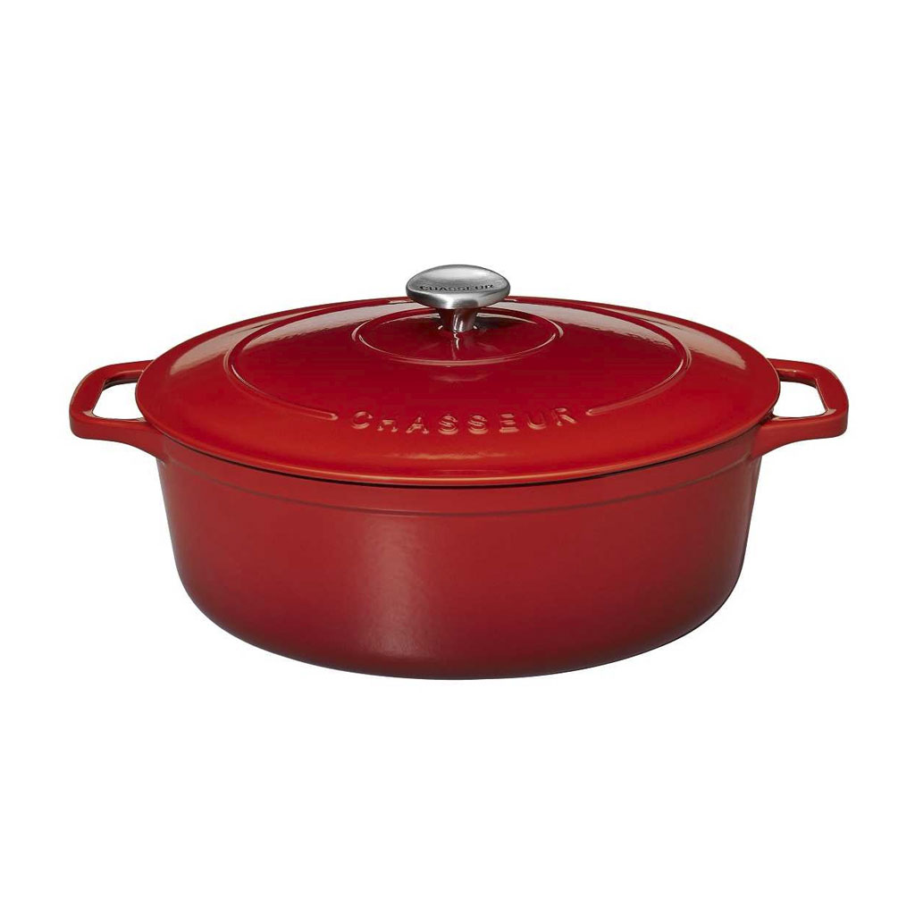 product image - Каструля з кришкою овальна Chasseur OVAL CASSEROLES, об'єм 5 л, висота 37 см, рубіновий