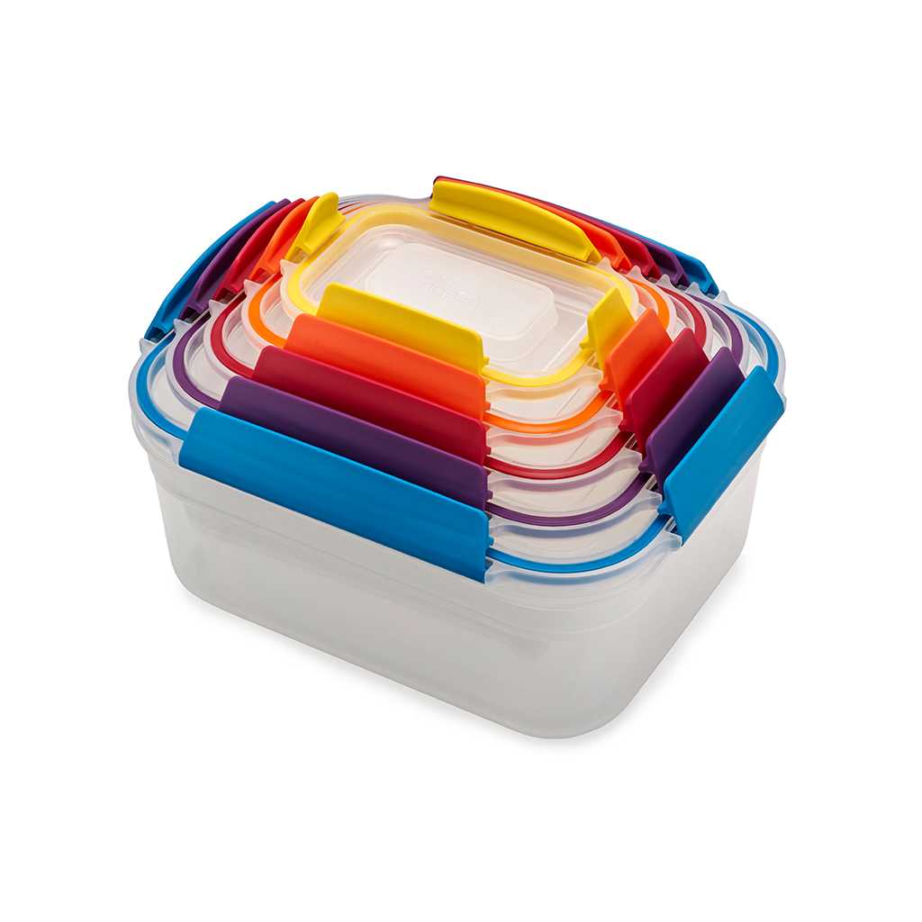 product image - Набір контейнерів харчових Joseph Joseph NEST LOCK, об'єм 0,23 л/0,54 л/1,1 л/1,85 л/3л, різнокольоровий, 5 предметів