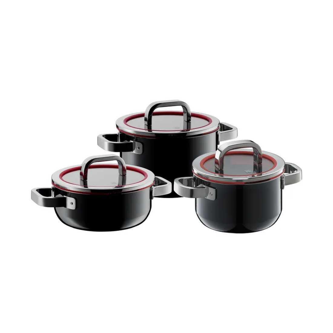 product image - Набір каструль з кришками WMF Fusiontec Functional, чорний, 3 шт