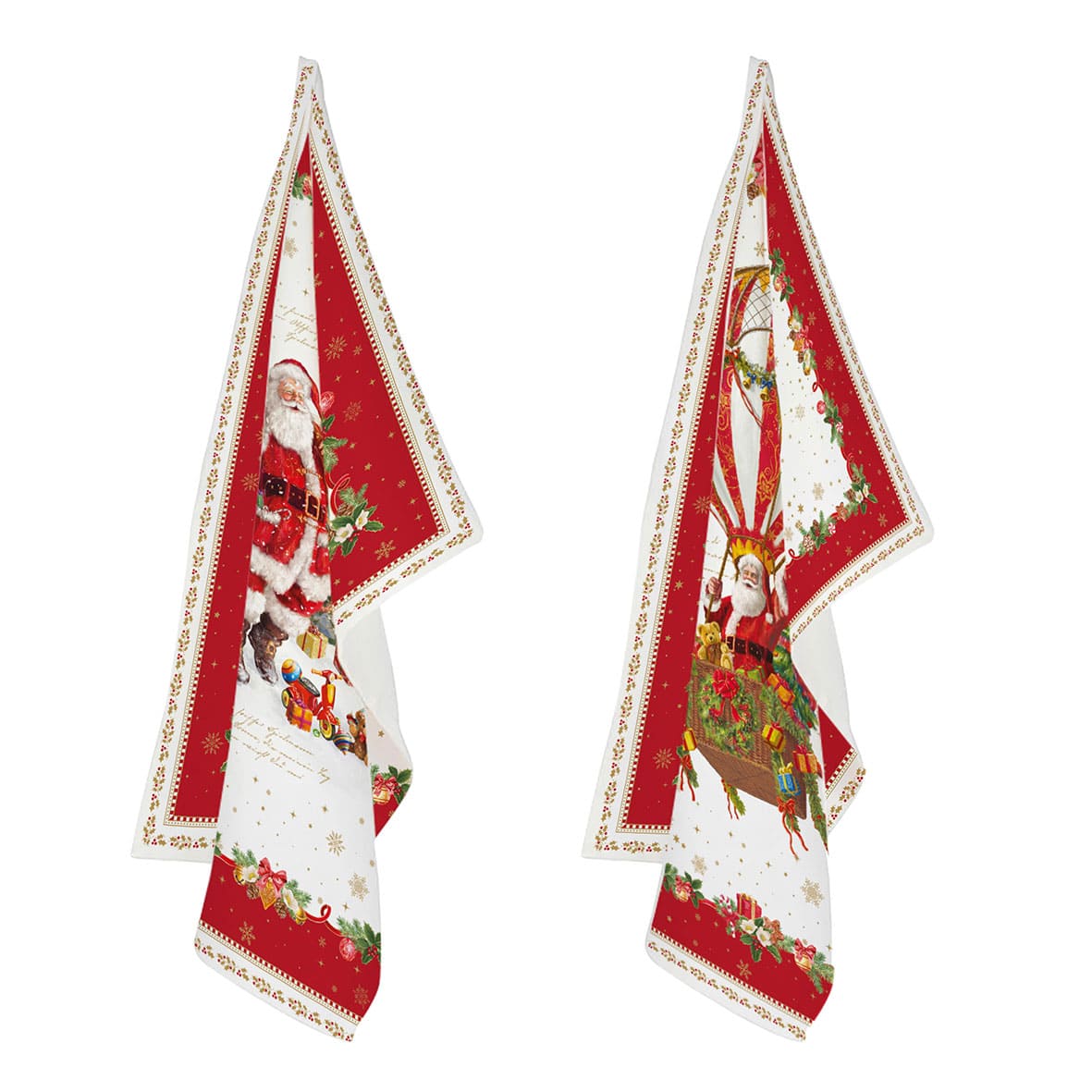 product image - Набор кухонных полотенец Easy Life CHRISTMAS MEMORIES, 50х70 см, белый с рисунком, 2 штуки