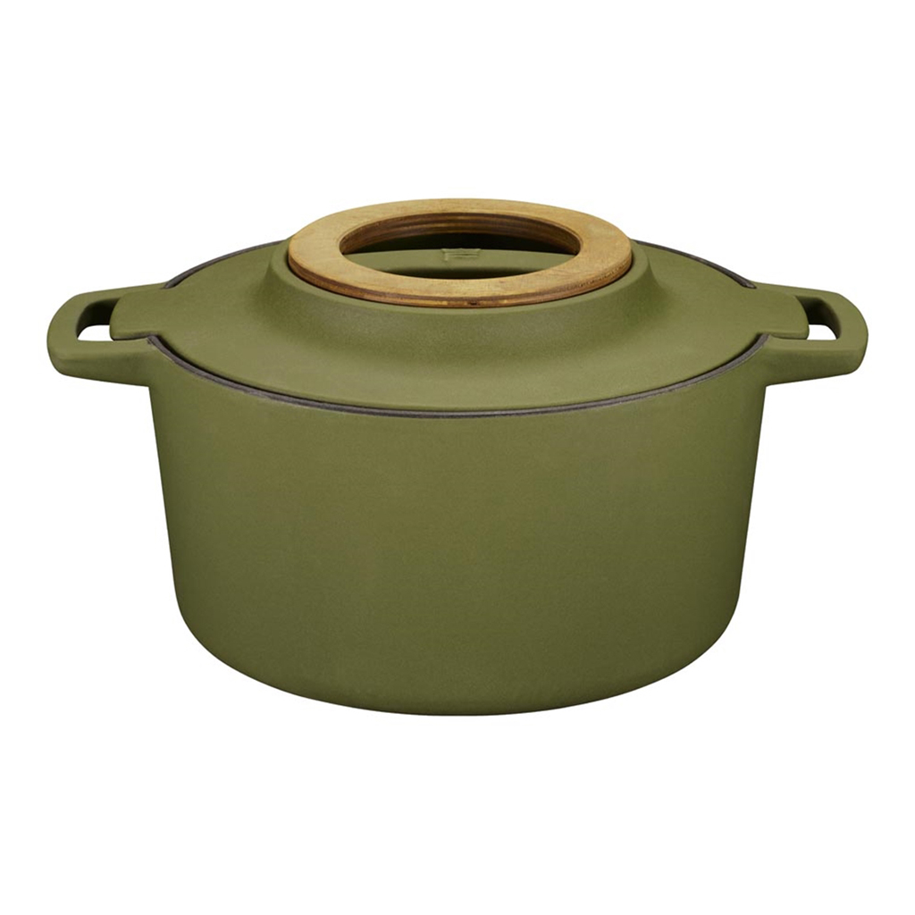product image - Каструля чавунна з кришкою Fiskars NORDEN, об'єм 4 л, діаметр 26 см, оливковий
