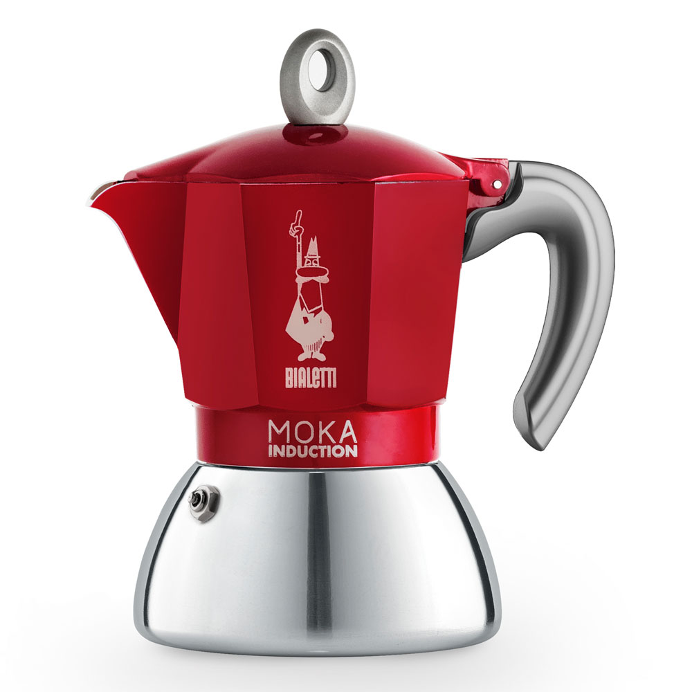 product image - Кавоварка гейзерна Bialetti Moka Induction на 4 чашки, об'єм 150 мл, червоний