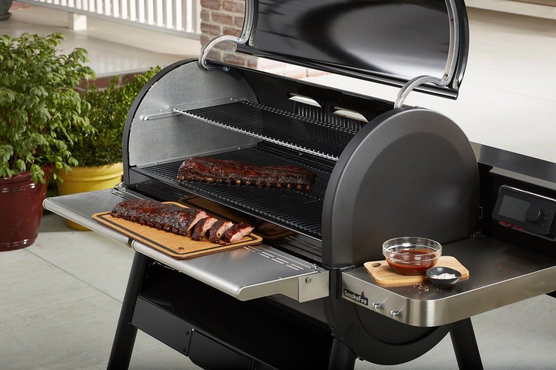 Столик передний складной для гриля Weber Smoke Fire, 98,8х26,2х6,4 см, серый