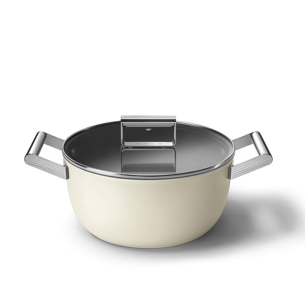 Каструля з кришкою Smeg Smeg 50 Style, об'єм 5,4 л, діаметр 24 см, кремовий