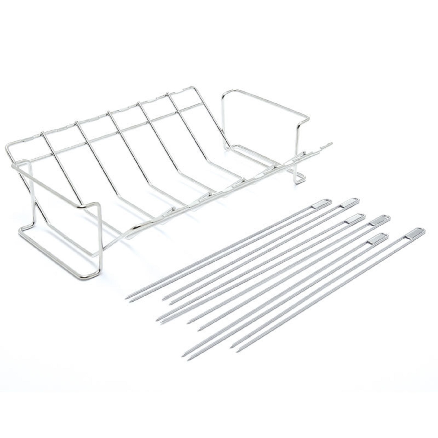 product image - Решетка V-образная с 6 шампурами (длина 35 см) Broil King, серебристый, 7 предметов