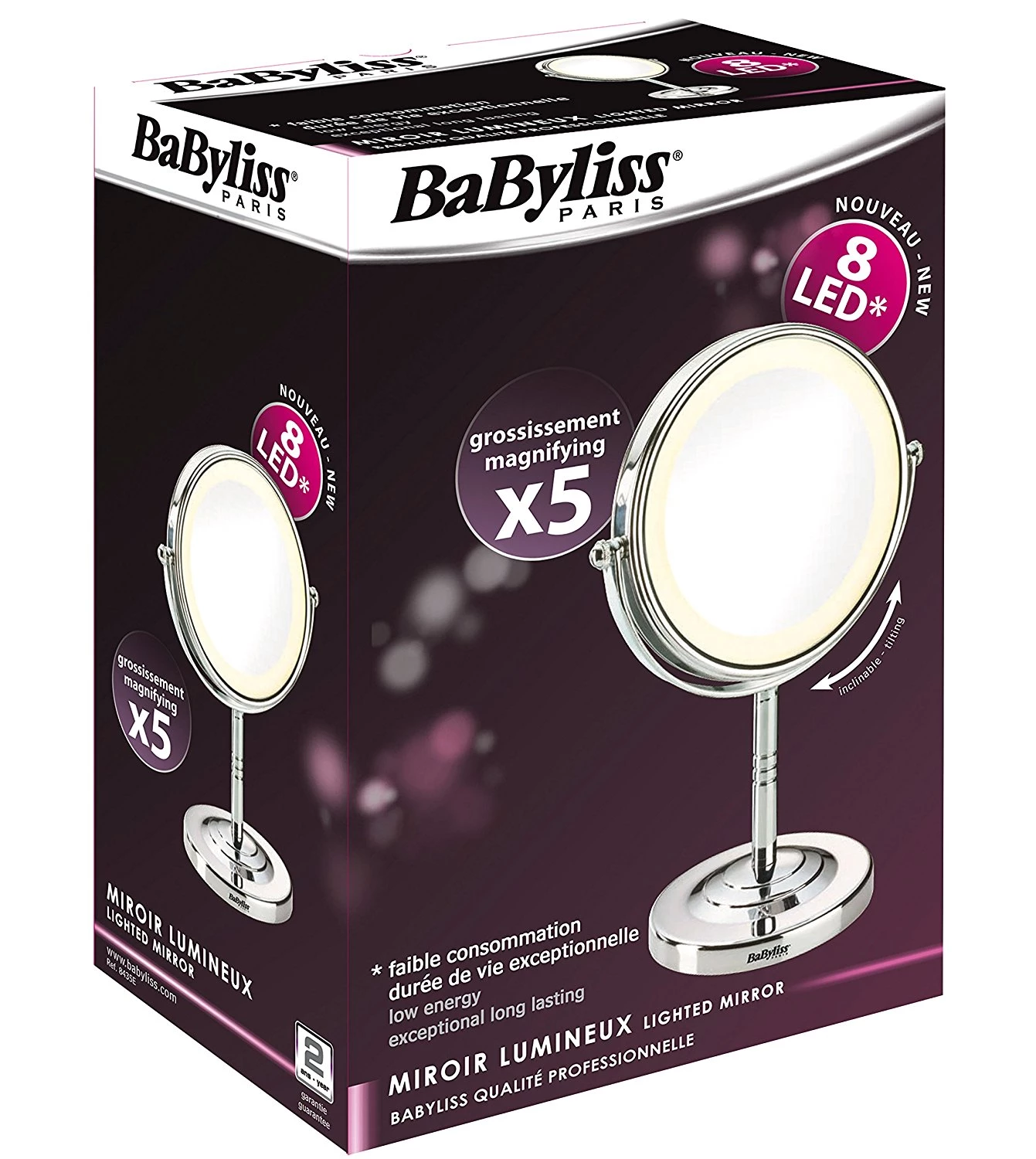 Дзеркало косметичне з підсвічуванням BaByliss, діаметр 11 см, сріблястий Babyliss 8435E фото 3