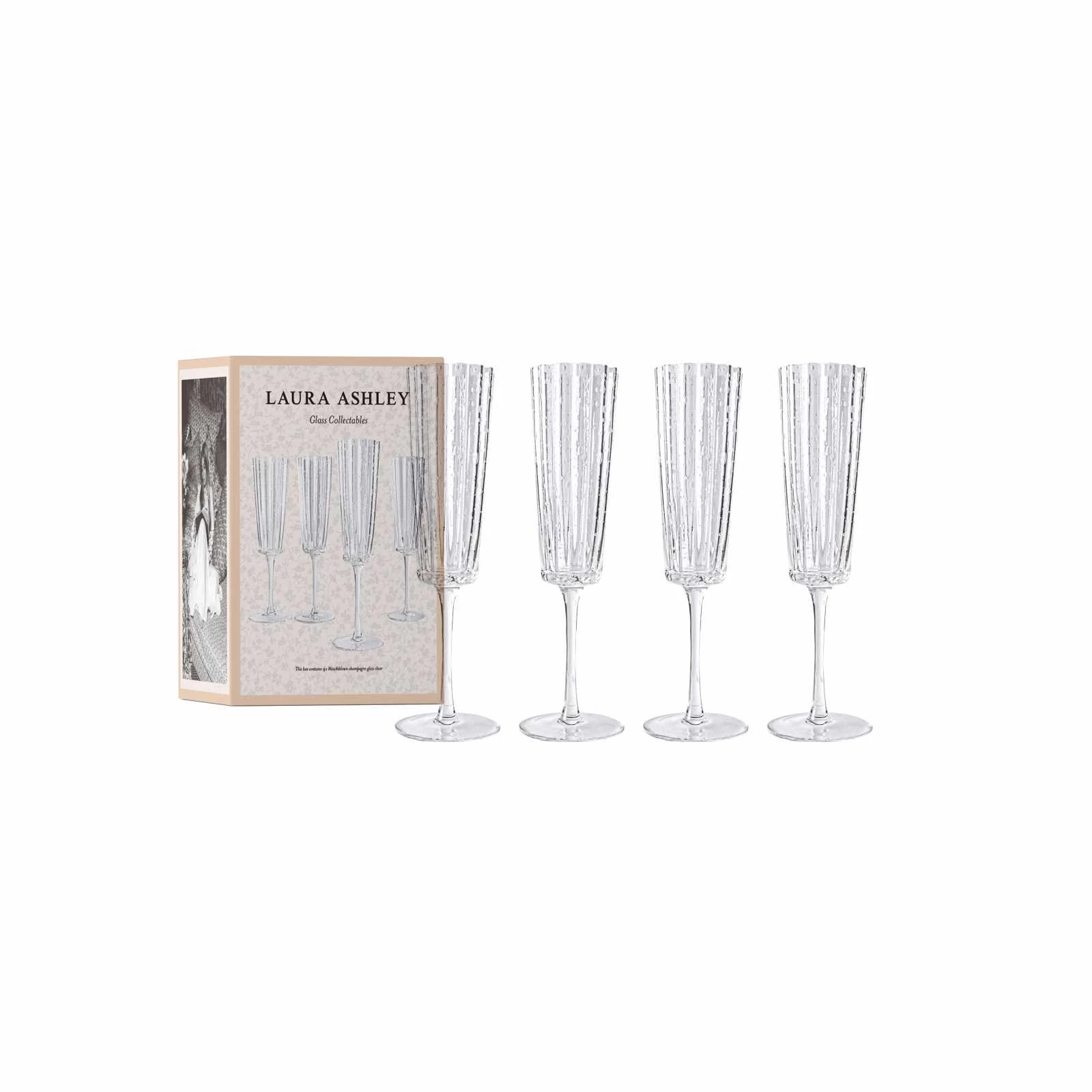 Набір келихів для шампанського Laura Ashley GLASS COLLECTABLES, об'єм 0,21 л, прозорий, 4 шт. Laura Ashley 183514 фото 1