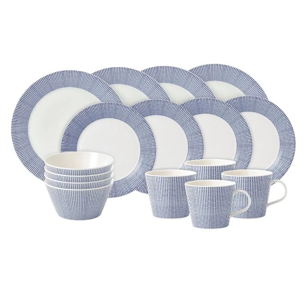 Набір посуду столового Royal Doulton PACIFIC, білий з синім, 16 предметів  40009464 фото 0