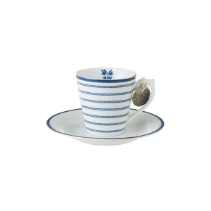 Онлайн каталог PROMENU: Набор: чашка с блюдцем эспрессо Laura Ashley BLUEPRINT, объем 0,09 л, белый в синюю полоску Laura Ashley 178692