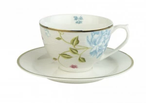 Онлайн каталог PROMENU: Набор: чашка с блюдцем Laura Ashley HERITAGE, объем 0,26 л, белый в синюю полоску с цветами Laura Ashley 181229