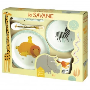 Набір дитячого посуду Maison Petit Jour SAVANNAH, 5 предметів, білий з малюнком
